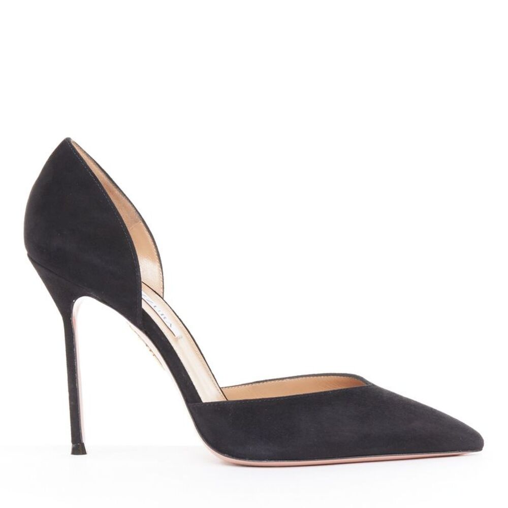 Aquazzura Black Suede Point Toe Pumps